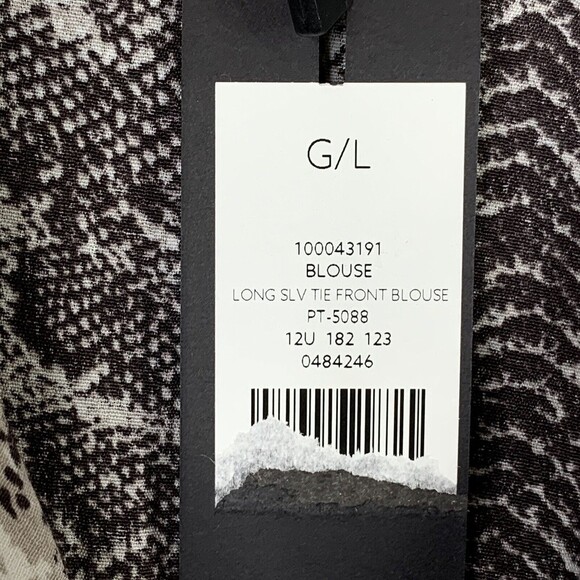 Dynamite Tie Front Blouse NWT Women L Brown Snake Print Cropped 3 Buttons - Picture 5 of 12